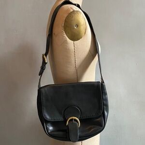 Vintage Coach Black Leather Buckle Flap Bedford Bag 4164